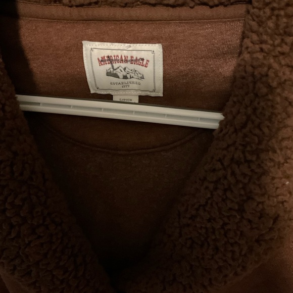 Vintage Y2K American Eagle Outfitters Brown Sherpa Collar Button Pullover Size S - Picture 8 of 9